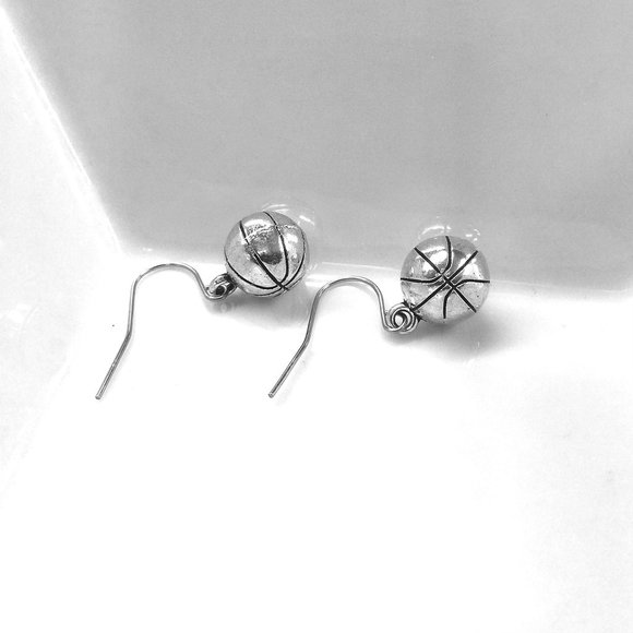 Miniature Basketball Sports Athletic Athlete Player Charm Earrings - Picture 2 of 4